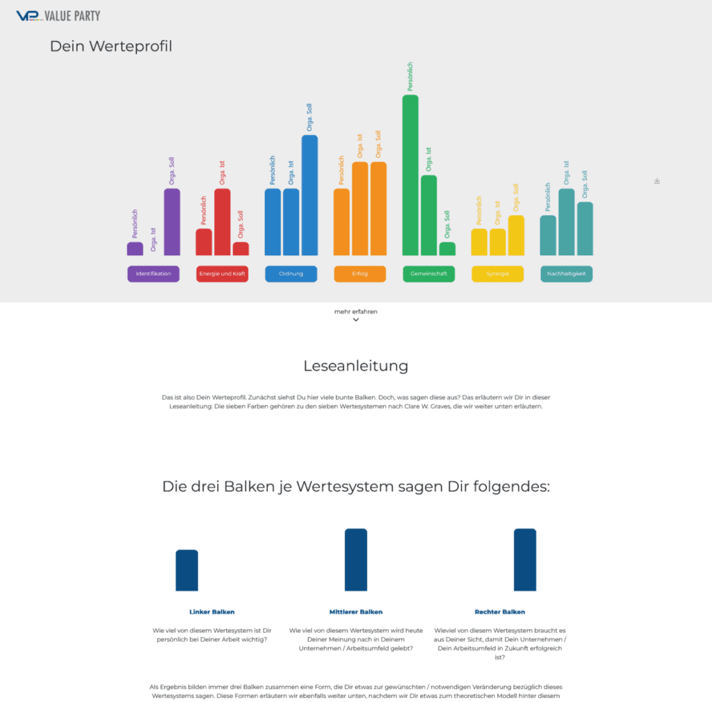 Beispiel eines mir der ValueParty-App erstellten Werteprofils.